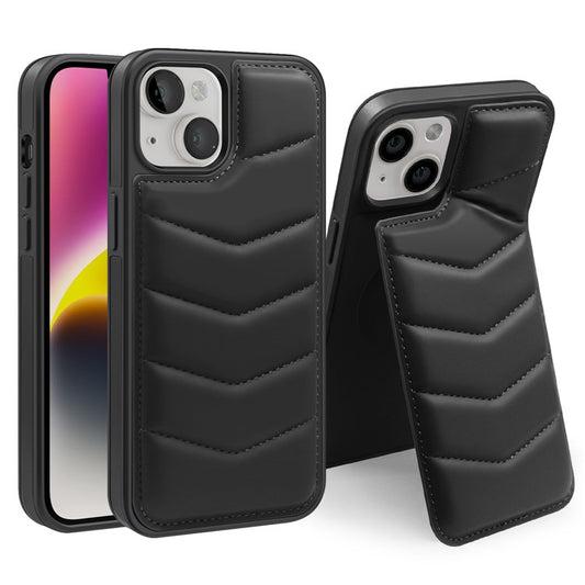 For iPhone 14 Plus Case Compatible with MagSafe RFID Blocking Card Slot Leather Back Cover - Black