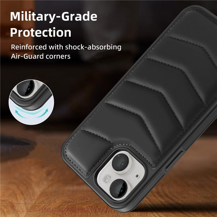 For iPhone 14 Plus Case Compatible with MagSafe RFID Blocking Card Slot Leather Back Cover - Black
