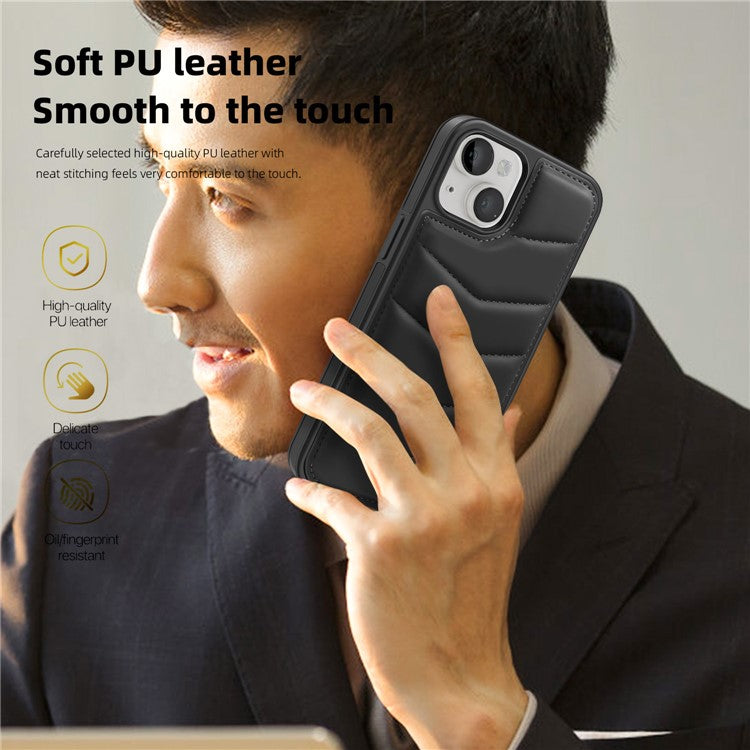 For iPhone 14 Plus Case Compatible with MagSafe RFID Blocking Card Slot Leather Back Cover - Black