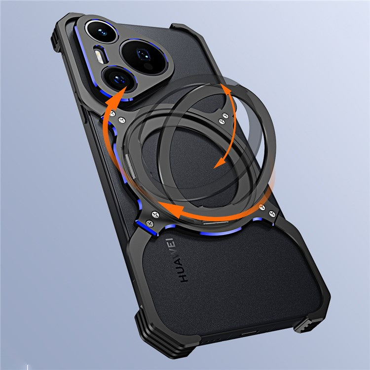 For Huawei Pura 70 Magnetic Case Kickstand Metal Bumper Phone Cover - Black / Red