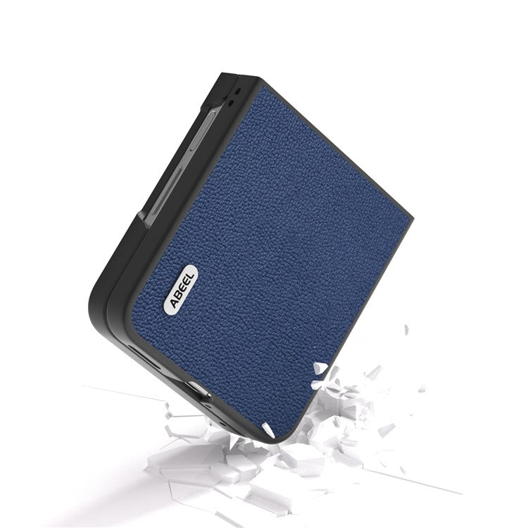 ABEEL For Huawei nova Flip 5G Case Genuine Leather Litchi Texture Phone Cover - Blue