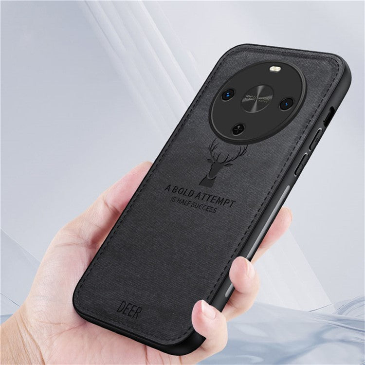 For Huawei Maimang 30 5G Case Deer Pattern Cloth Texture PU Leather Hybrid Phone Cover - Grey