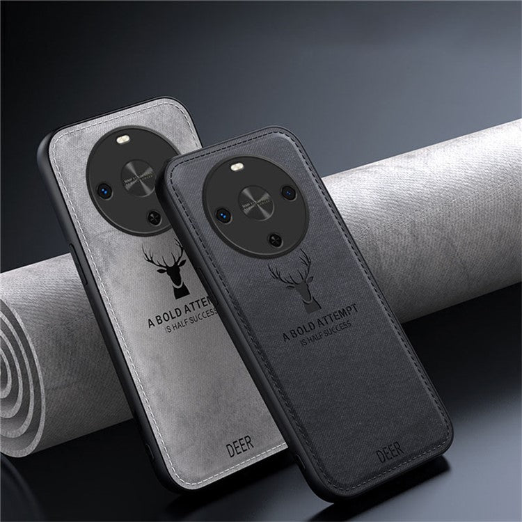For Huawei Maimang 30 5G Case Deer Pattern Cloth Texture PU Leather Hybrid Phone Cover - Grey