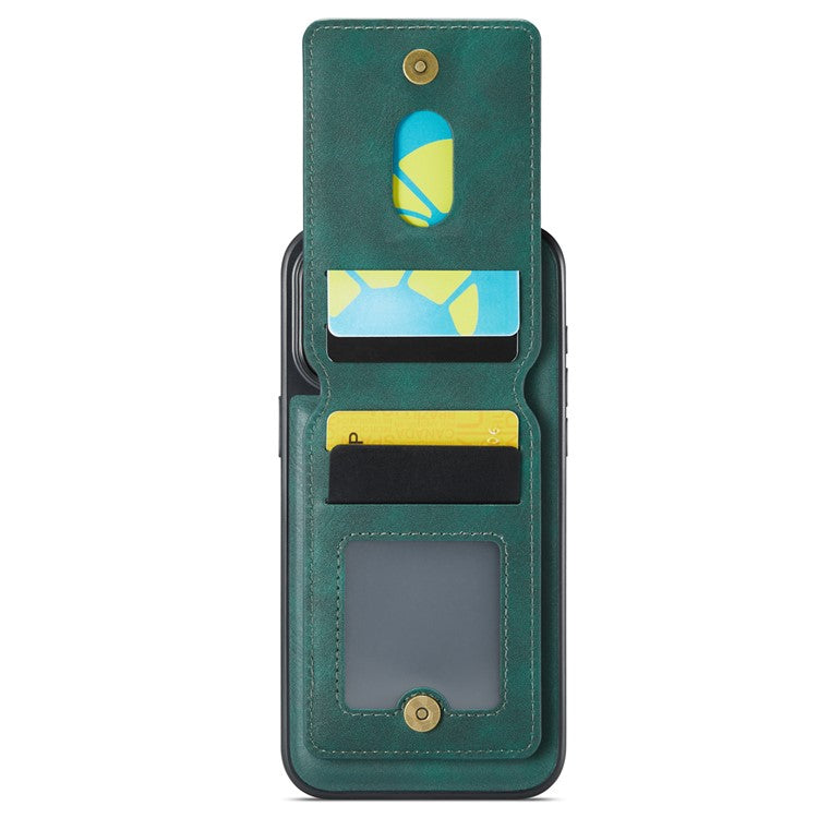 MAGKING K1 Series For iPhone 14 Pro Magnetic Case PC+TPU+PU Phone Cover with Card Holder Kickstand - Green