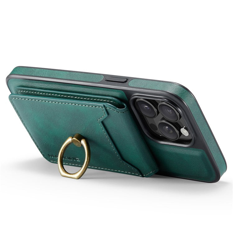 MAGKING K1 Series For iPhone 14 Pro Magnetic Case PC+TPU+PU Phone Cover with Card Holder Kickstand - Green