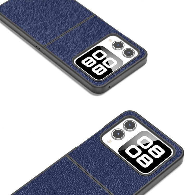 ABEEL For Huawei nova Flip 5G Case Litchi Texture Genuine Cow Leather+PC Phone Cover - Blue