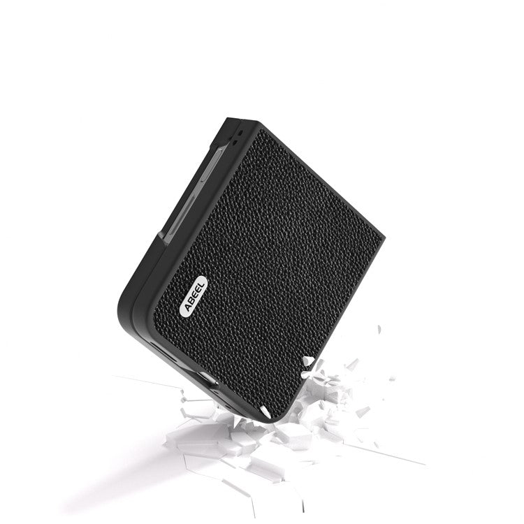ABEEL For Huawei nova Flip 5G Case Litchi Texture Genuine Cow Leather+PC Phone Cover - Black