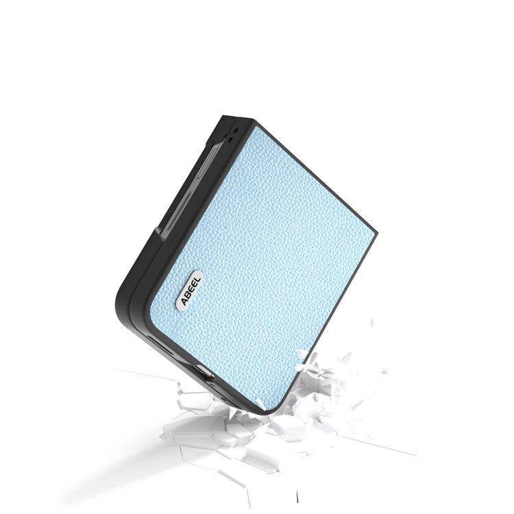 ABEEL For Huawei nova Flip 5G Case Litchi Texture Genuine Cow Leather+PC Phone Cover - Baby Blue