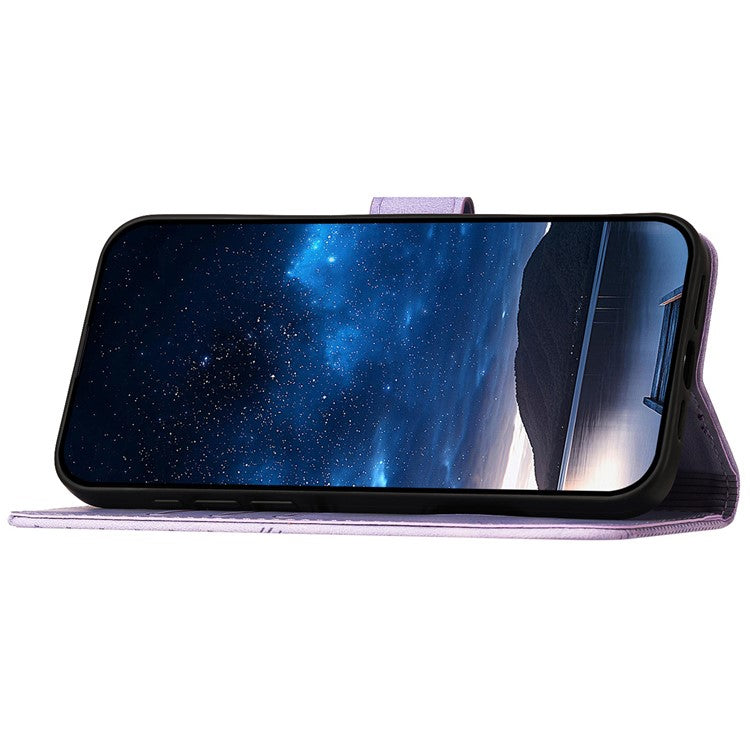 YX0080 For Samsung Galaxy A34 5G Case Butterfly Imprint Leather Wallet Phone Cover - Light Purple