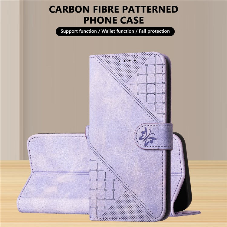 YX0080 For Samsung Galaxy A34 5G Case Butterfly Imprint Leather Wallet Phone Cover - Light Purple