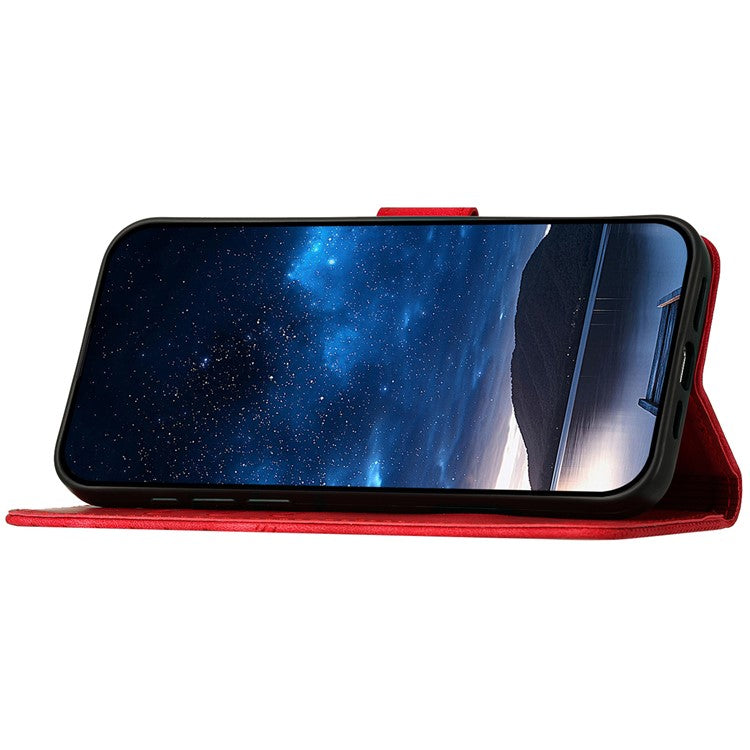 YX0080 For Samsung Galaxy A05 4G Case Butterfly Imprint Leather Wallet Phone Cover - Red