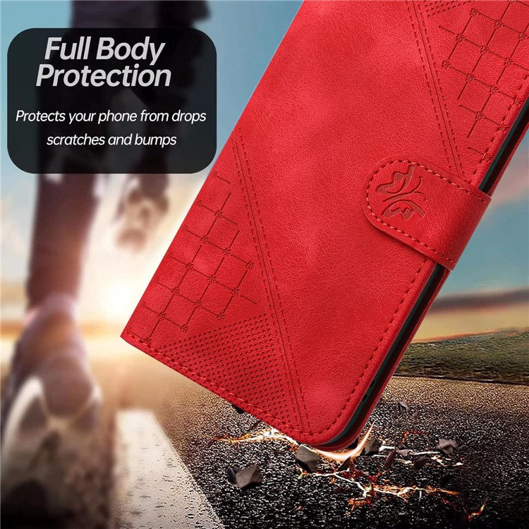 YX0080 For Samsung Galaxy A05 4G Case Butterfly Imprint Leather Wallet Phone Cover - Red