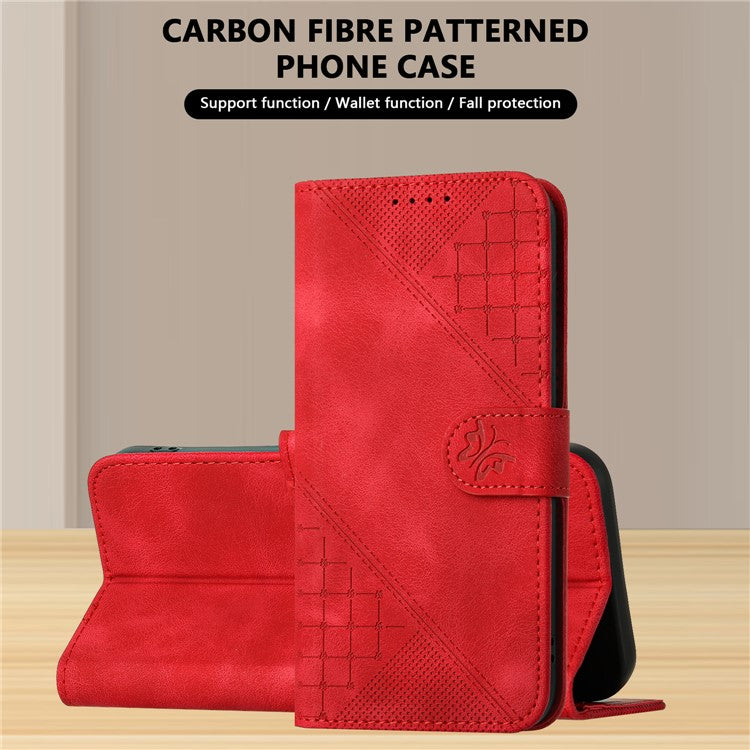 YX0080 For Samsung Galaxy A05 4G Case Butterfly Imprint Leather Wallet Phone Cover - Red