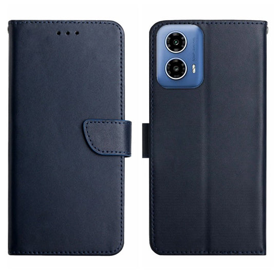 HT02 For Motorola Edge (2024) 5G Case Genuine Cow Leather Phone Cover Nappa Texture - Blue