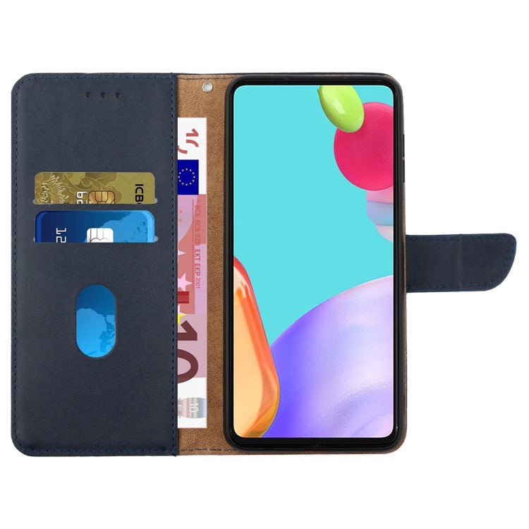 HT02 For Motorola Edge (2024) 5G Case Genuine Cow Leather Phone Cover Nappa Texture - Blue