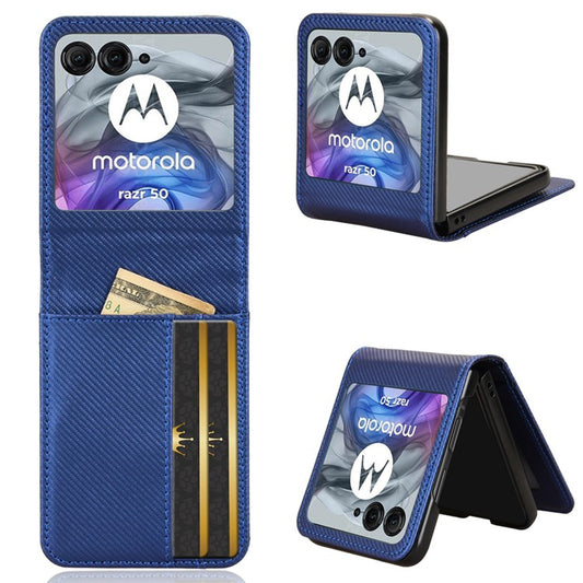 For Motorola Razr 60 / Razr 50 5G Case PU Leather+PC Card Holder Mobile Phone Cover - Blue