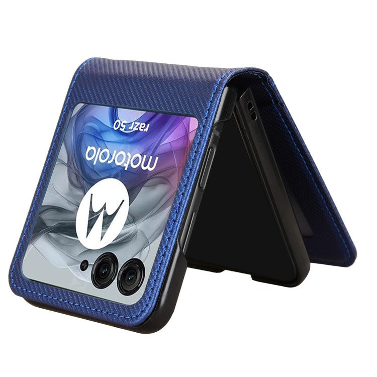 For Motorola Razr 60 / Razr 50 5G Case PU Leather+PC Card Holder Mobile Phone Cover - Blue