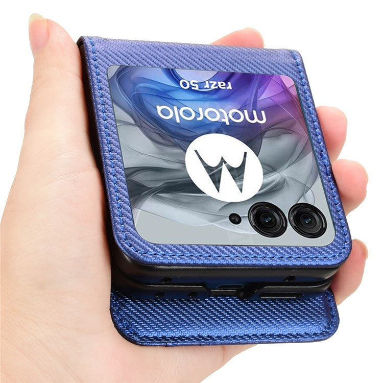 For Motorola Razr 60 / Razr 50 5G Case PU Leather+PC Card Holder Mobile Phone Cover - Blue