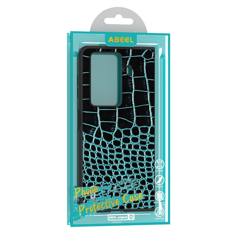 ABEEL For Honor Magic Vs3 5G Case Genuine Cow Leather Back Phone Cover Crocodile Texture - Black