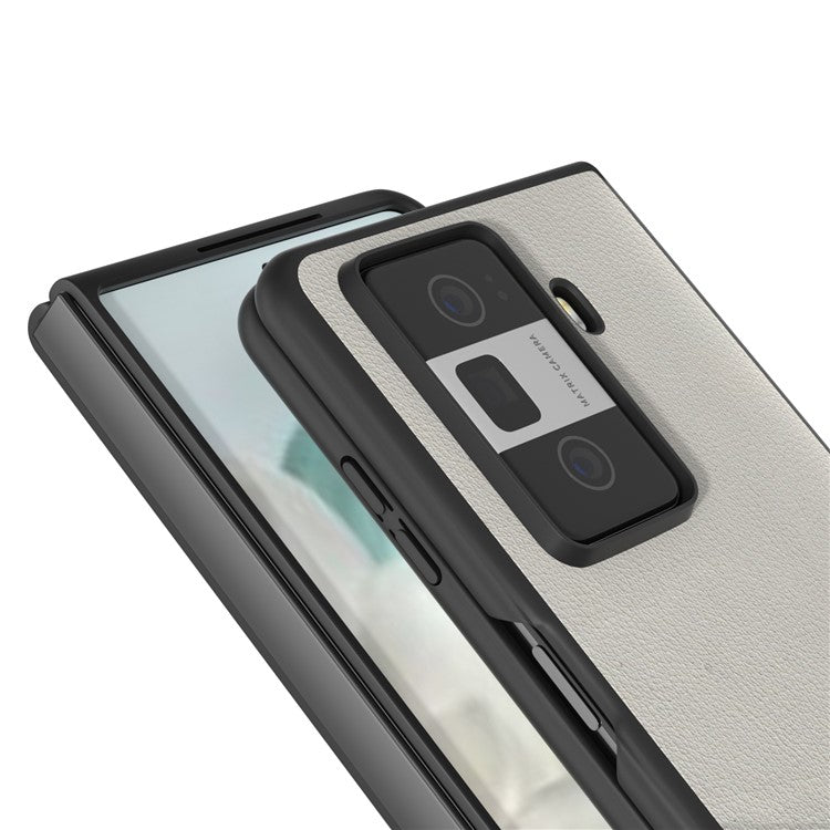 ABEEL For Honor Magic Vs3 5G Case Genuine Cow Leather Hard PC Phone Cover - Grey