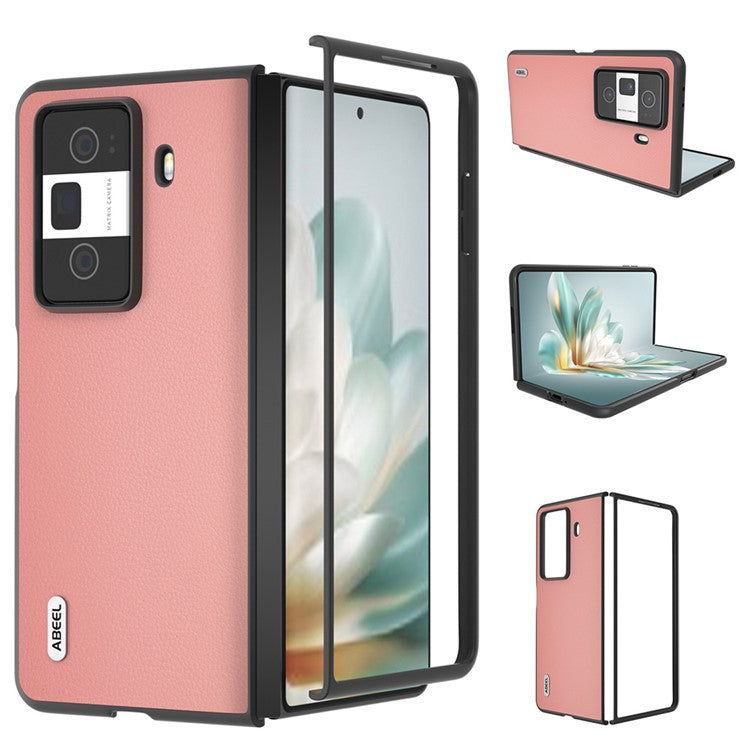 ABEEL For Honor Magic Vs3 5G Case Genuine Cow Leather Hard PC Phone Cover - Pink