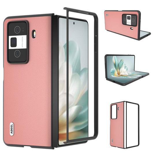 ABEEL For Honor Magic Vs3 5G Case Genuine Cow Leather Hard PC Phone Cover - Pink