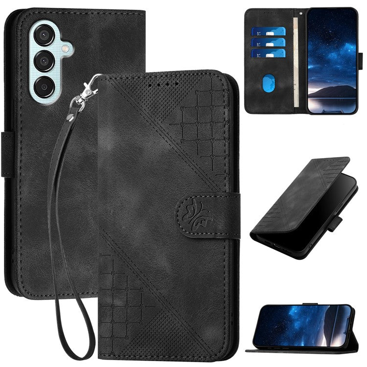 YX0080 For Samsung Galaxy M15 5G / F15 5G Case Butterfly Imprint Leather Wallet Phone Cover - Black