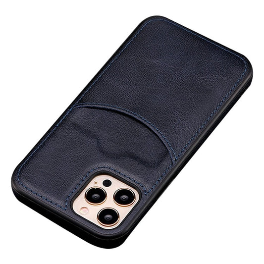 Cell Phone Case for iPhone 14 Pro, Business Style Built-in Card Slot PU Leather+TPU Mobile Phone Cover - Dark Blue