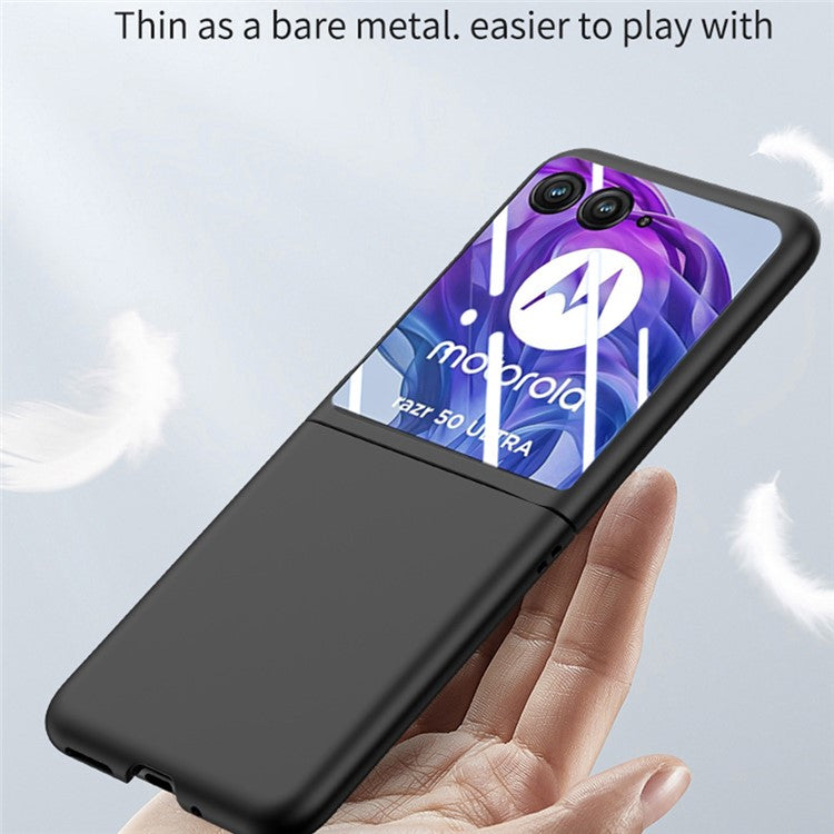 For Motorola Razr 50 Ultra 5G Case Skin-touch PC Phone Cover with Rear Screen Protector - Light Green