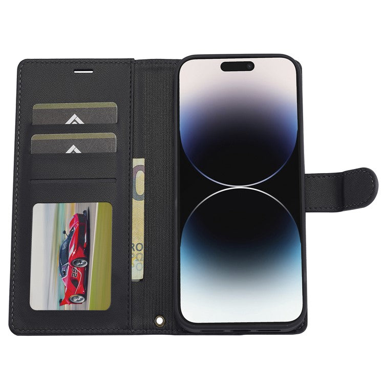 LC.IMEEKE L2 Series for iPhone 14 Pro Max Case PU Leather Wallet Detachable Magnetic Phone Cover - Black
