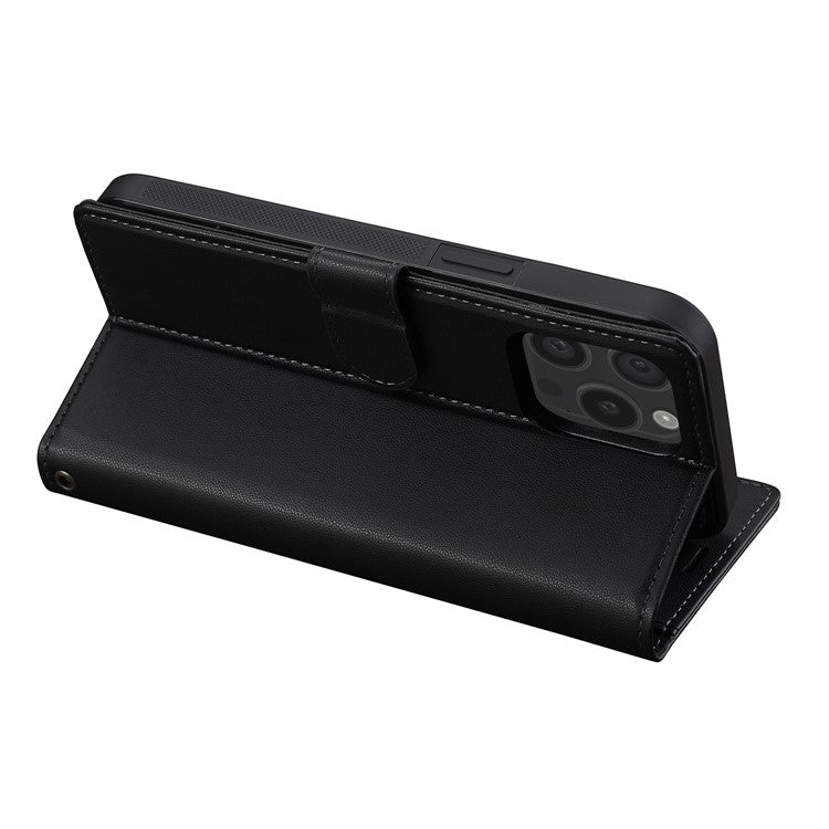 LC.IMEEKE L2 Series for iPhone 14 Pro Max Case PU Leather Wallet Detachable Magnetic Phone Cover - Black