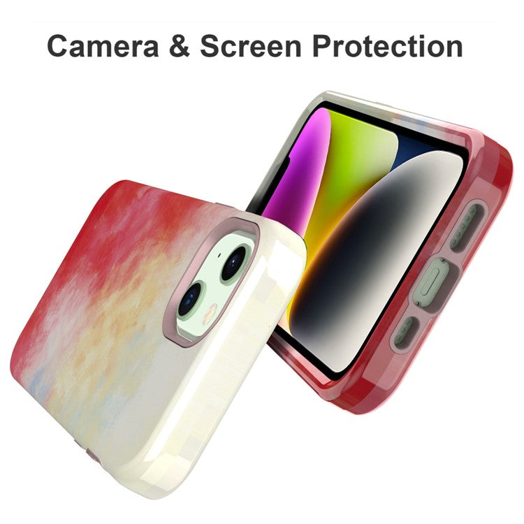GW03 Phone Case for iPhone 14, Stylish Pattern IMD Hard PC + Soft TPU Shockproof Hybrid Cover - 10044 Gradient Color