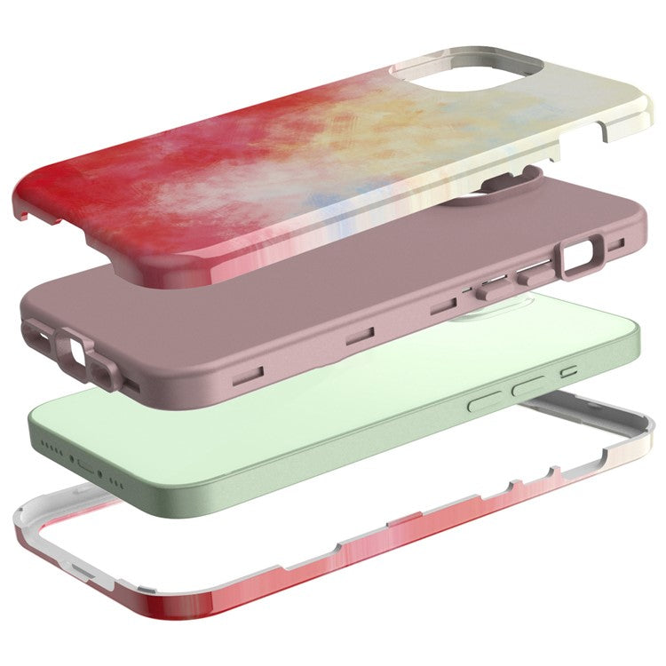GW03 Phone Case for iPhone 14, Stylish Pattern IMD Hard PC + Soft TPU Shockproof Hybrid Cover - 10044 Gradient Color
