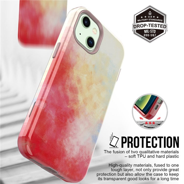 GW03 Phone Case for iPhone 14, Stylish Pattern IMD Hard PC + Soft TPU Shockproof Hybrid Cover - 10044 Gradient Color