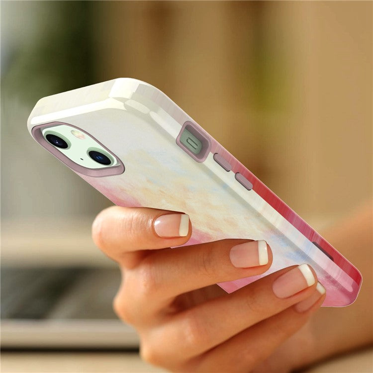 GW03 Phone Case for iPhone 14, Stylish Pattern IMD Hard PC + Soft TPU Shockproof Hybrid Cover - 10044 Gradient Color
