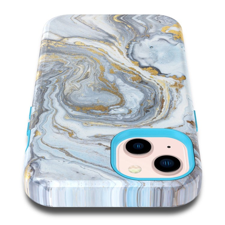 GW03 Soft TPU + Hard PC Back Cover for iPhone 14 Plus, Anti-scratch Stylish Pattern IMD Cell Phone Case - 10022 Marble Pattern