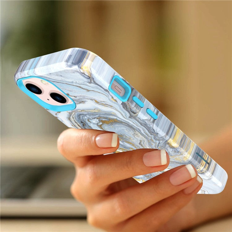 GW03 Soft TPU + Hard PC Back Cover for iPhone 14 Plus, Anti-scratch Stylish Pattern IMD Cell Phone Case - 10022 Marble Pattern