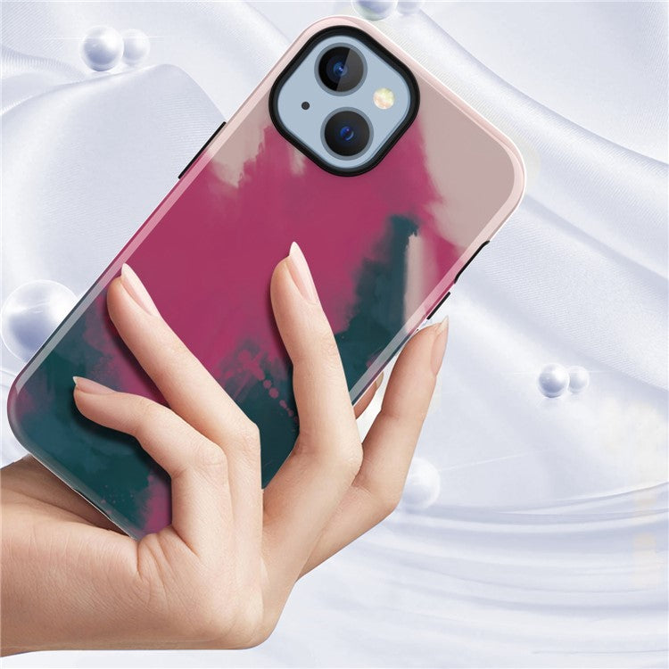 GW03 Soft TPU + Hard PC Back Cover for iPhone 14 Plus, Anti-scratch Stylish Pattern IMD Cell Phone Case - 10043 Gradient Color
