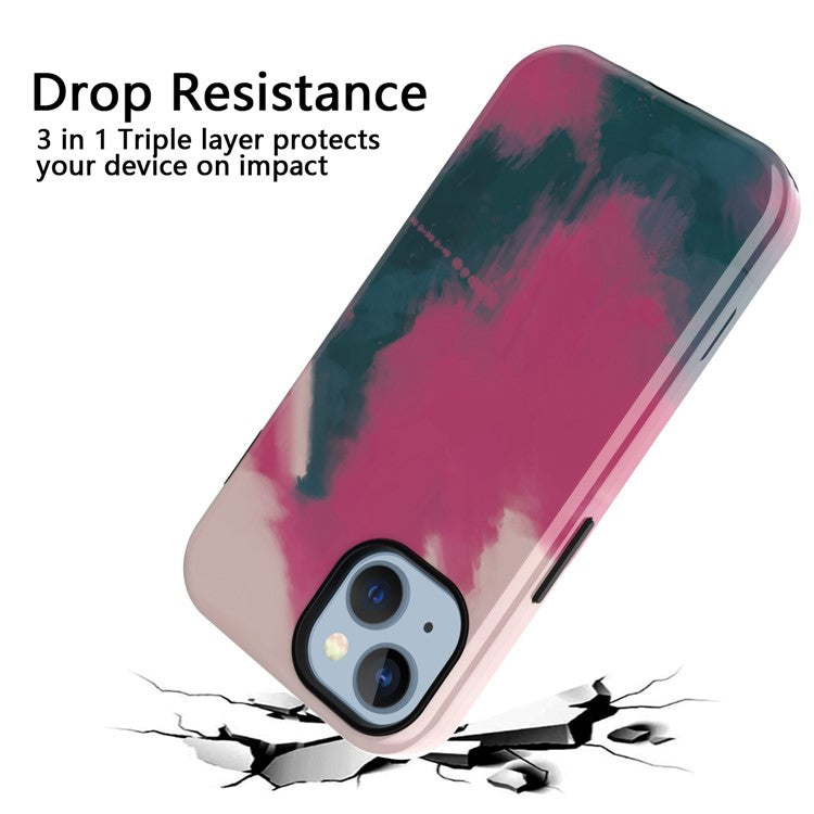GW03 Soft TPU + Hard PC Back Cover for iPhone 14 Plus, Anti-scratch Stylish Pattern IMD Cell Phone Case - 10043 Gradient Color