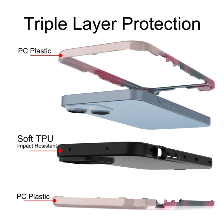 GW03 Soft TPU + Hard PC Back Cover for iPhone 14 Plus, Anti-scratch Stylish Pattern IMD Cell Phone Case - 10043 Gradient Color