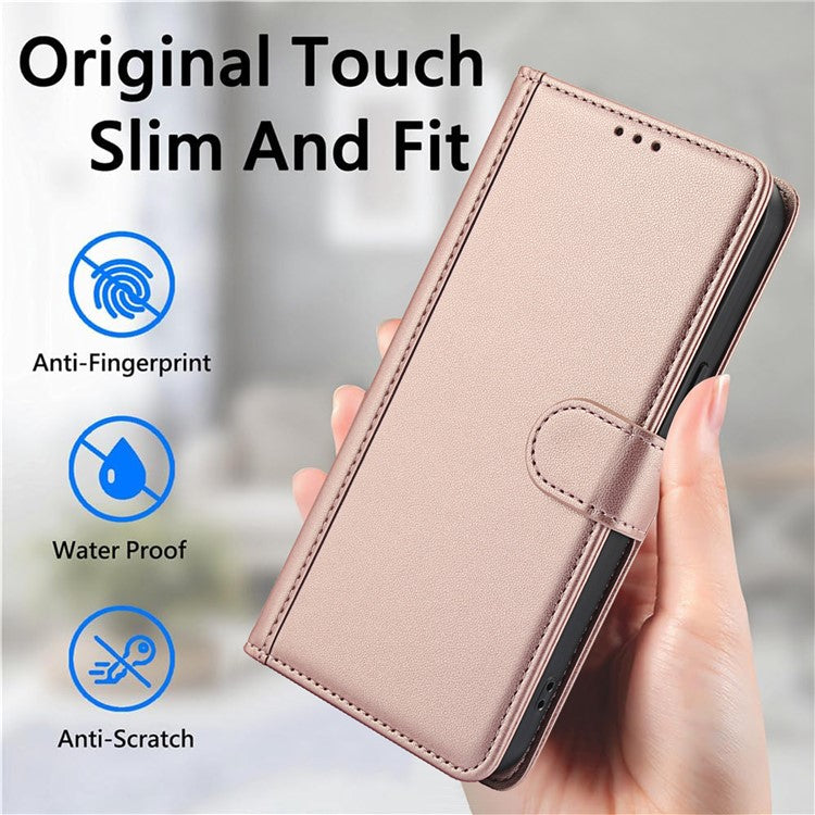 SY-003 For Motorola Moto G34 5G Case PU Leather Stand View Phone Wallet Cover with Hand Strap - Pink