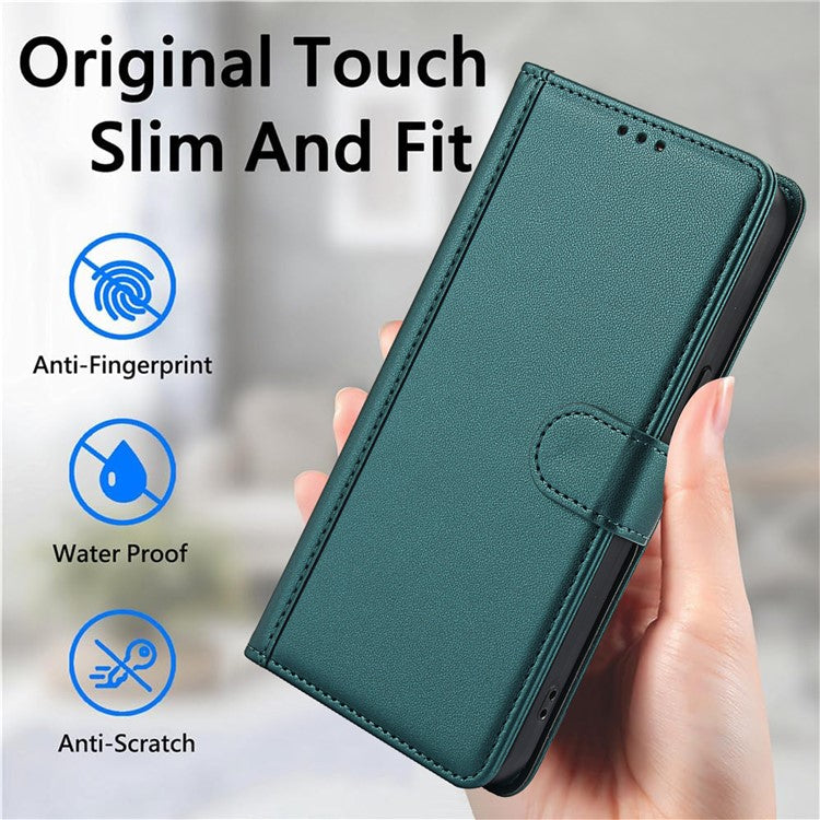 SY-003 For Motorola Moto G34 5G Case PU Leather Stand View Phone Wallet Cover with Hand Strap - Green