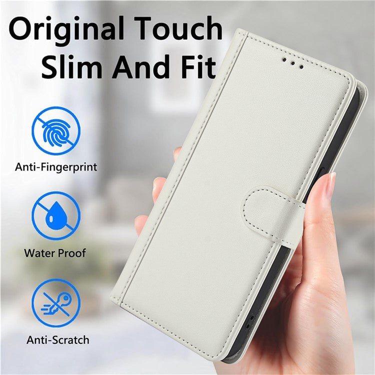 SY-003 For Motorola Moto G34 5G Case PU Leather Stand View Phone Wallet Cover with Hand Strap - White