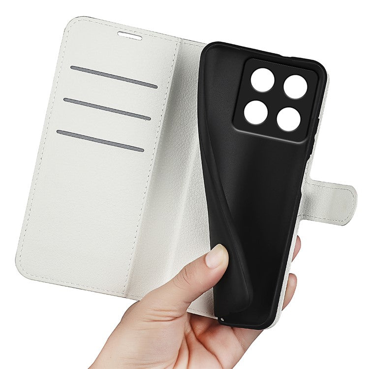 For Xiaomi 14T Pro Case Litchi Texture Shockproof Leather Wallet Phone Cover - White