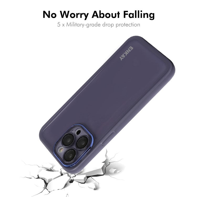 ENKAY HAT PRINCE For iPhone 14 Pro Case Matte TPU Phone Cover with Lens Film - Purple
