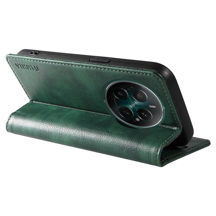 YIKATU YK-006 For Realme Narzo 70 5G / Narzo 70 Pro 5G / P1 5G / 12 4G / 12+ 5G Case Wallet Litchi Grain Leather Phone Cover - Green