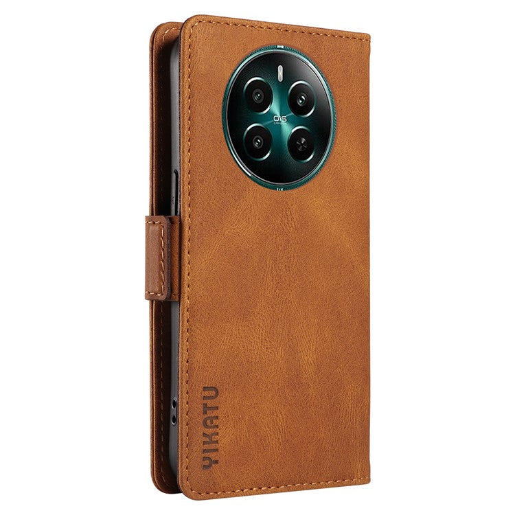 YIKATU YK-005 For Realme Narzo 70 5G / Narzo 70 Pro 5G / P1 5G / 12 4G / 12+ 5G Case PU Leather Wallet Phone Cover Skin Touch Feeling - Brown