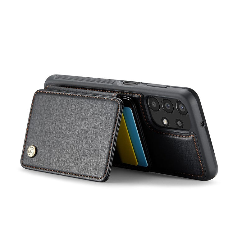 JEEHOOD J05 For Samsung Galaxy A13 4G Case Card Holder Kickstand Leather+TPU Phone Cover - Black