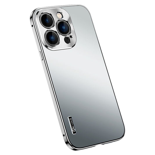 IM-CHEN For iPhone 14 Pro Anti-scratch Matte Phone Case Metal Lens Cover Ultra Slim Magnetic Phone Back Cover with Buckle Lock - Silver