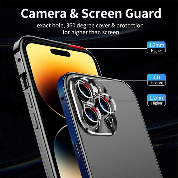 IM-CHEN For iPhone 14 Pro Anti-scratch Matte Phone Case Metal Lens Cover Ultra Slim Magnetic Phone Back Cover with Buckle Lock - Silver